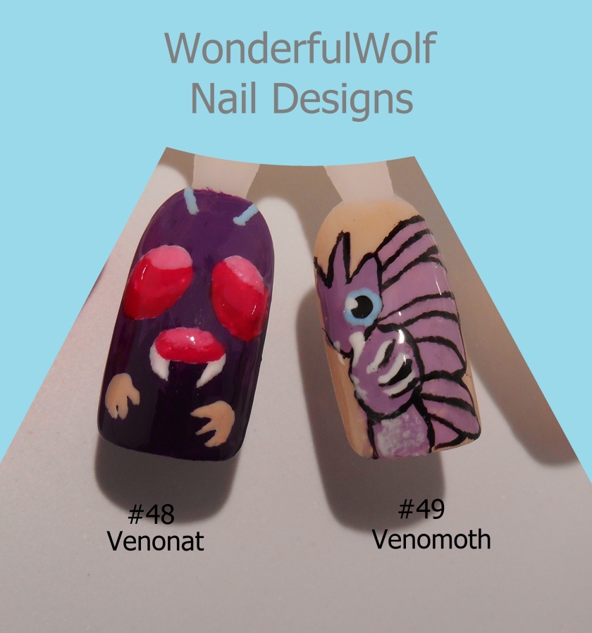 Venonat and Venomoth Nail Art