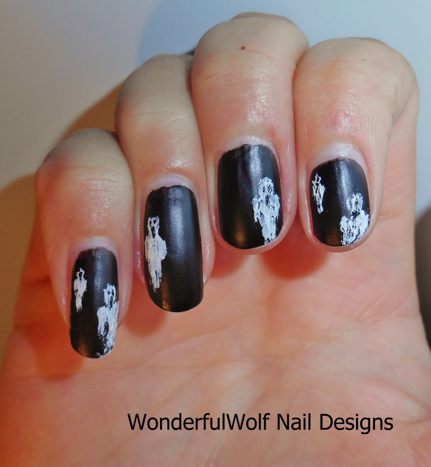 Ghostly Figures Nail Art